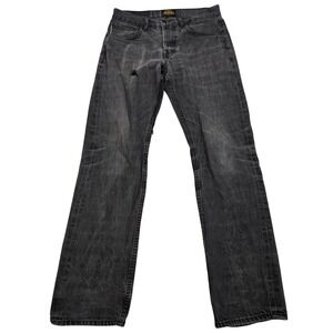 Brave Star Selvage Jeans Mens 32 Slim Straight Black Thrashed Made in USA Grunge